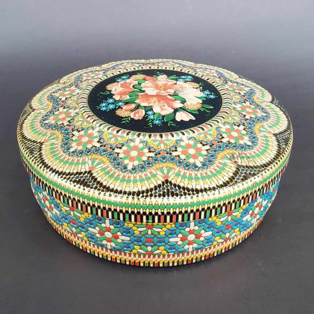 Vintage Tin Made in Holland Embossed Colorful